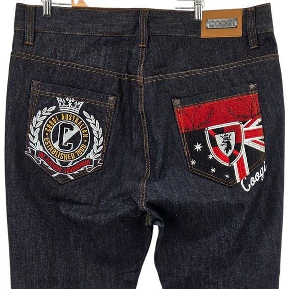 COOGI Other - COOGI Mens Jeans 44W Dark Wash Denim Straight Embroidered TRI Nations